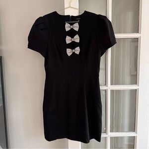 City Studio Black Dress with Silver Bow Accents, size 11/12